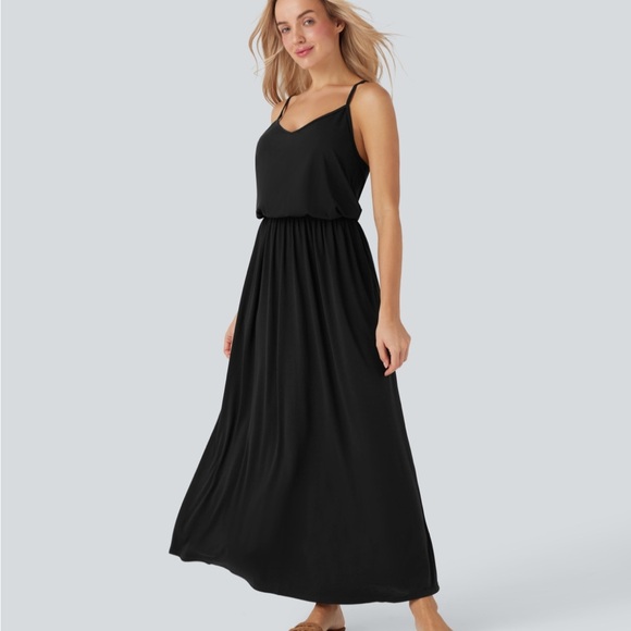 HALARA Black Maxi Sundress with Pockets- Adjustable straps - Picture 1 of 9